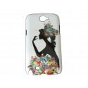 Coque pour Samsung Galaxy Note 2/N7100 silhouette noire robe fleurs + film protection écran offert