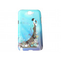 Coque pour Samsung Galaxy Note 2/N7100 bleue dame robe noire + film protection écran offert