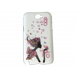 Coque pour Samsung Galaxy Note 2/N7100 blanche dame robe rose + film protection écran offert