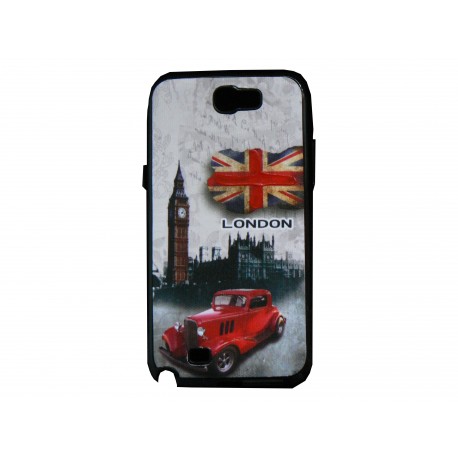 Coque pour Samsung Galaxy Note 2 - N7100  drapeau Angleterre/UK Westminster voiture rouge + film protection écran offert