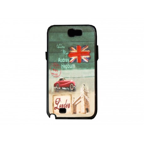 Coque pour Samsung Galaxy Note 2 - N7100  drapeau Angleterre/UK Tower Bridge voiture rouge + film protection écran offert