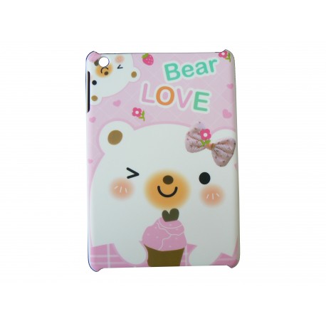 Coque pour Ipad Mini rose ourson barrette + film protection écran offert