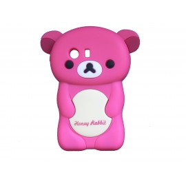 Coque silicone pour Samsung Galaxy Y/S5360 ourson rose fuschia + film protection écran offert