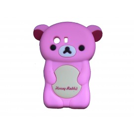 Coque silicone pour Samsung Galaxy Y/S5360 ourson rose + film protection écran offert