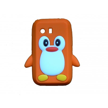 Coque silicone pour Samsung Galaxy Y/S5360 pingouin orange + film protection écran offert