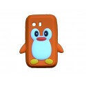 Coque silicone pour Samsung Galaxy Y/S5360 pingouin orange + film protection écran offert