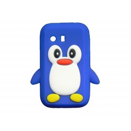 Coque silicone pour Samsung Galaxy Y/S5360 pingouin bleu + film protection écran offert