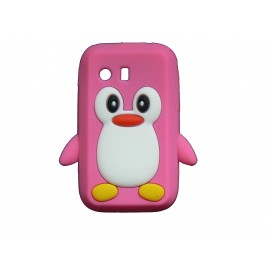 Coque silicone pour Samsung Galaxy Y/S5360 pingouin rose bonbon + film protection écran offert