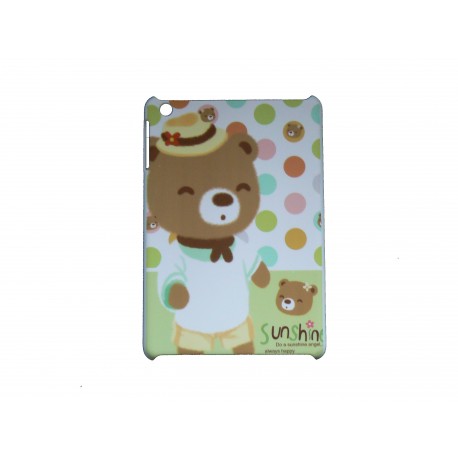 Coque pour Ipad Mini ours brun chapeau + film protection écran offert