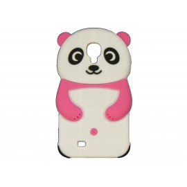 Coque silicone pour Samsung Galaxy S4 / I9500 panda blanc et rose bonbon + film protection écran offert