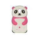 Coque silicone pour Samsung Galaxy S4 / I9500 panda blanc et rose bonbon + film protection écran offert