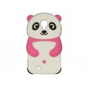 Coque silicone pour Samsung Galaxy S4 / I9500 panda blanc et rose bonbon + film protection écran offert
