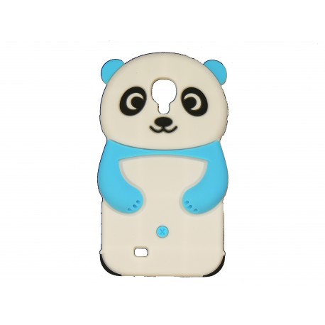 Coque silicone pour Samsung Galaxy S4 / I9500 panda blanc et bleu turquoise + film protection écran offert