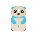 Coque silicone pour Samsung Galaxy S4 / I9500 panda blanc et bleu turquoise + film protection écran offert