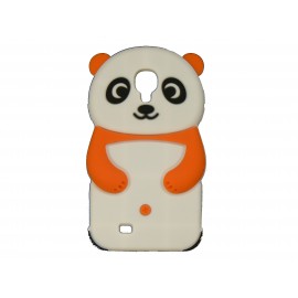 Coque silicone pour Samsung Galaxy S4 / I9500 panda blanc et orange + film protection écran offert