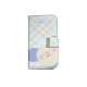 Pochette pour Samsung I9500 Galaxy S4 simili-cuir koala rayée bleue + film protectin écran