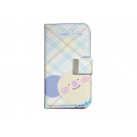 Pochette pour Samsung I9500 Galaxy S4 simili-cuir koala rayée bleue + film protectin écran