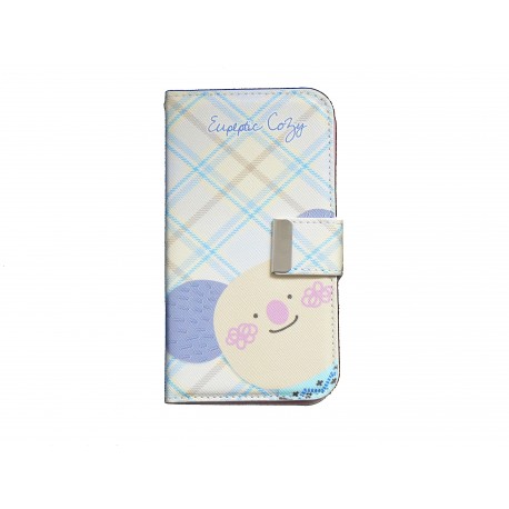 Pochette pour Samsung I9500 Galaxy S4 simili-cuir koala rayée bleue + film protectin écran