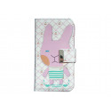 Pochette pour Samsung I9500 Galaxy S4 simili-cuir lapin rose + film protectin écran