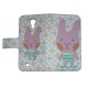 Pochette pour Samsung I9500 Galaxy S4 simili-cuir lapin rose + film protectin écran