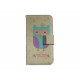 Pochette pour Samsung I9500 Galaxy S4 simili-cuir hibou violet + film protectin écran