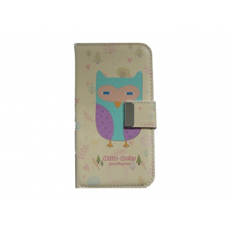 Pochette pour Samsung I9500 Galaxy S4 simili-cuir hibou violet + film protectin écran