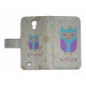 Pochette pour Samsung I9500 Galaxy S4 simili-cuir hibou violet + film protectin écran