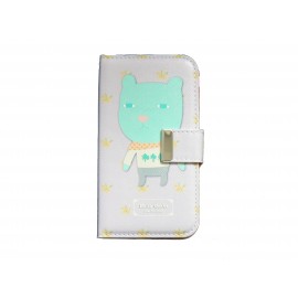 Pochette pour Samsung I9500 Galaxy S4 simili-cuir petit loup vert + film protectin écran