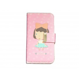 Pochette pour Samsung I9500 Galaxy S4 simili-cuir petite fille robe verte + film protectin écran