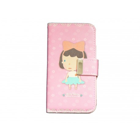 Pochette pour Samsung I9500 Galaxy S4 simili-cuir petite fille robe verte + film protectin écran