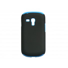 Coque pour Samsung Galaxy S3 Mini/ I8190 silicone noir et bleu + film protection écran offert