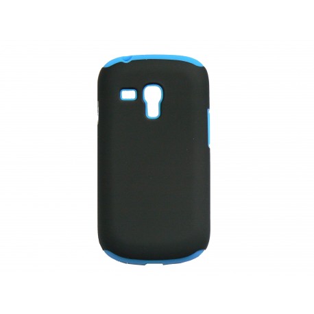 Coque pour Samsung Galaxy S3 Mini/ I8190 silicone noir et bleu + film protection écran offert