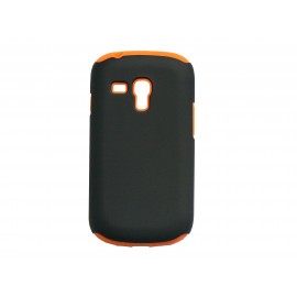 Coque pour Samsung Galaxy S3 Mini/ I8190 silicone noir et orange + film protection écran offert