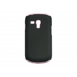 Coque pour Samsung Galaxy S3 Mini/ I8190 silicone noir et rose clair + film protection écran offert