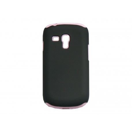 Coque pour Samsung Galaxy S3 Mini/ I8190 silicone noir et rose clair + film protection écran offert