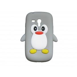 Coque pour Samsung Galaxy S3 Mini/ I8190 pingouin gris + film protection écran offert