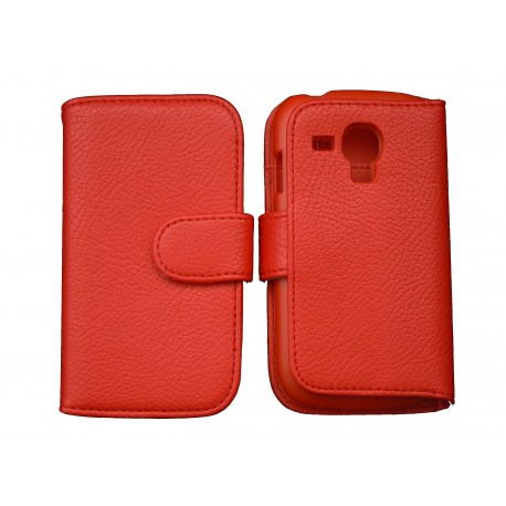 Etui portefeuille pour Samsung I8190/Galaxy S3 mini simili-cuir rouge + film protectin écran