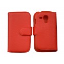 Etui portefeuille pour Samsung I8190/Galaxy S3 mini simili-cuir rouge + film protectin écran