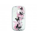 Coque pour Samsung Galaxy S3 Mini/ I8190 blanche papillons noirs + film protection écran offert