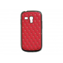 Coque pour Samsung Galaxy S3 Mini/ I8190 rouge strass + film protection écran offert