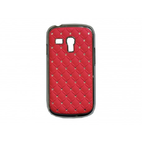 Coque pour Samsung Galaxy S3 Mini/ I8190 rouge strass + film protection écran offert