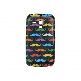 Coque pour Samsung Galaxy S3 Mini/ I8190 moustaches multicolores + film protection écran offert