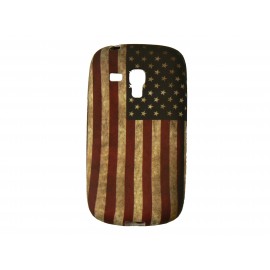 Coque pour Samsung Galaxy S3 Mini/ I8190 silicone USA/Etats-Unis vintage + film protection écran offert