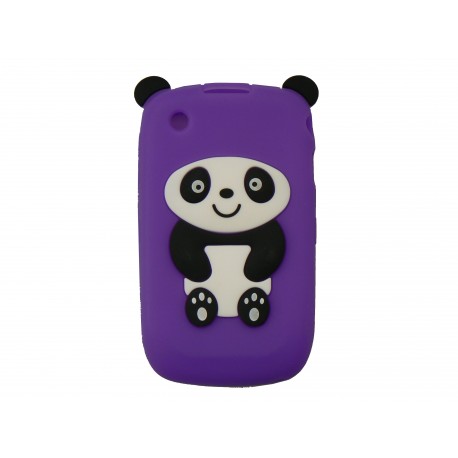 Coque silicone pour Blackberry 8520 curve panda violet oreilles noires + film protection ecran offert