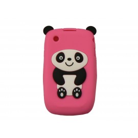 Coque silicone pour Blackberry 8520 curve panda rose bonbon oreilles noires + film protection ecran offert