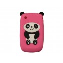 Coque silicone pour Blackberry 8520 curve panda rose bonbon oreilles noires + film protection ecran offert