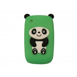Coque silicone pour Blackberry 8520 curve panda vert oreilles noires + film protection ecran offert