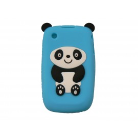 Coque silicone pour Blackberry 8520 curve panda bleu turquoise oreilles noires + film protection ecran offert