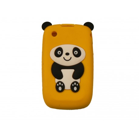 Coque silicone pour Blackberry 8520 curve panda jaune oreilles noires + film protection ecran offert