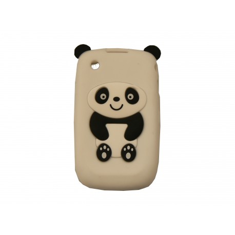 Coque silicone pour Blackberry 8520 curve panda blanc oreilles noires + film protection ecran offert